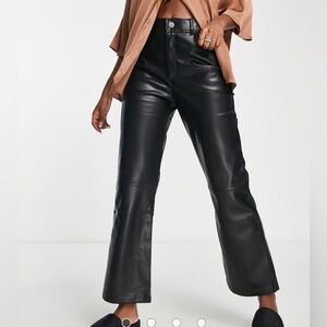URBAN REVIVO VEGAN LEATHER STRAIGHT LEG TROUSERS IN BLACK WOMENS SZ 4
